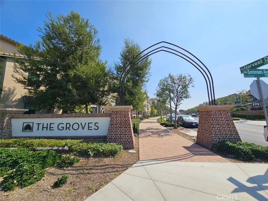 Located in the Grove Community, 12316 Fruitwood Ln. Whittier, 3bed and 2.5bath Townhouse for Lease. Open floor plan with updated floor, Kitchen cabinets, and counter tops. 1/2 Bathroom on the 1st floor.  All 3 bedrooms with carpet on the 2nd floor. The Master bedroom with dual sink vanities, standing shower booth, and soaking tub in Mater bathroom.  Spacious walk-in closet. Stacked Laundry room is located on 2nd floor. 2 cars direct access garage with 2 cars. EV charger pre-wiring installed. Enjoy lots of HOA amenities, swimming pool, spa, gym, club house, conference room, playground and much more.  HOA holds monthly fun events. Convenient location to shopping centers, schools, and Uptown Whittier. Close to 605 Freeway.