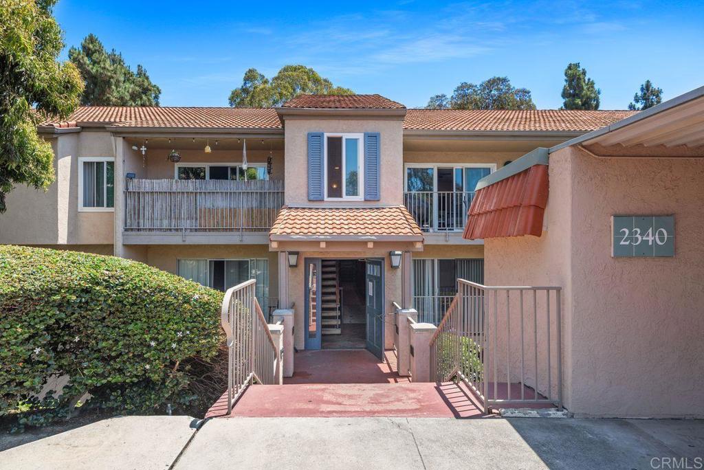 This is the lowest-priced 2 bedroom condo in Carlsbad so come see it before it's gone! Welcome to The Grove - a gated community located just east of the 5 freeway and approximately 3 miles from the ocean. This charming 2 bedroom, 1 bathroom ground-level condo features upgraded kitchen cabinets and granite counters, newer windows and slider with wood shutters, laminate flooring in the living room and bedrooms, interior laundry, and two assigned covered parking spots. HOA fee covers water and trash. Enjoy the community pool and spa and take advantage of the unbeatable location—close to the beach, shopping, restaurants, and with quick freeway access. Whether you're a first-time buyer, downsizing, or looking for an investment, this is the best value for a 2 bedroom in Carlsbad—don’t miss it!