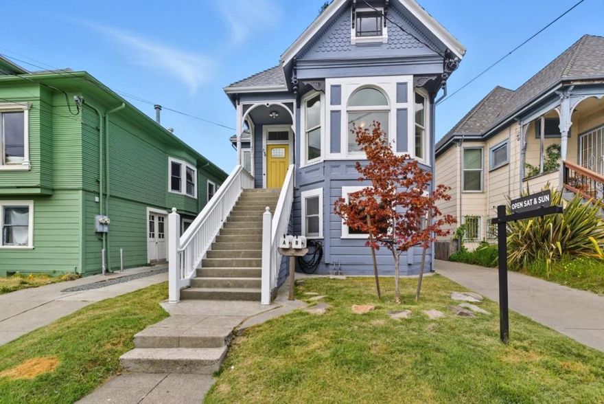 Welcome to 740 59th Street, a beautifully reimagined Victorian duplex offering 2,159 sq ft of living space across two fully upgraded residences. With 5 bedrooms and 2 baths, this timeless property perfectly blends historic character with modern sophistication. Ideal for large families, multi-generational living, or smart investors, the home offers the flexibility to live in one unit and rent the other, creating a rare opportunity to build equity while enjoying elevated living. The upper residence exudes warmth and charm, featuring two sunlit bedrooms, a formal dining room, and a refreshed kitchen complete with new appliances and soaring ceilings that highlight the homes classic Victorian details. The lower unit has been fully revitalized from top to bottom, showcasing brand-new flooring, modern finishes and fixtures, updated countertops, and a complete suite of new appliances. Both residences include stylish bathrooms and in-home laundry for convenience and comfort. Additional highlights include a large attic for storage and a generous backyard with room to entertain, garden, or expand with an ADU. 59th Street is more than a home. It is a lifestyle investment that balances style, comfort, and income potential, ready for its next chapter.