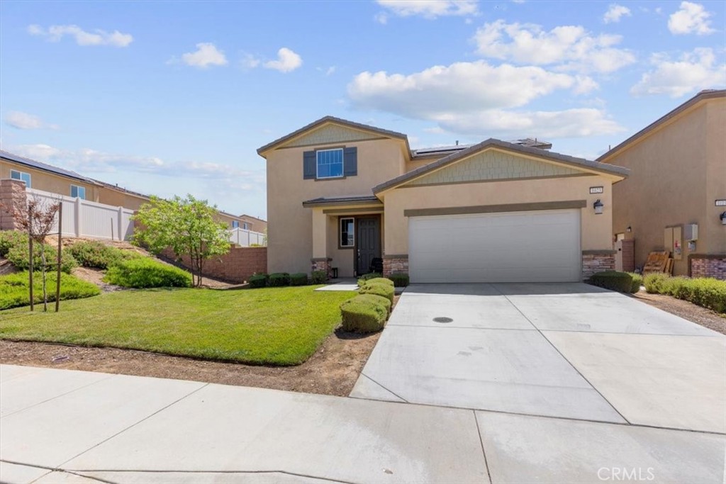 Welcome to this stunning 3-bedroom, 2.5-bathroom single-family home located in the highly sought-after Summerwinds Trail community of Calimesa, CA. Built in 2021, this beautifully maintained residence offers the perfect blend of modern features and everyday functionality. Step inside to discover an open-concept living room and kitchen, ideal for entertaining or relaxing with loved ones. The kitchen showcases sleek modern finishes, ample counter space, and seamless flow into the spacious living area. Upstairs, you'll find a loft area for versatile space and the laundry room with washer and dryer hookups. The primary bedroom is a true retreat, featuring his and her walk-in closets and a spa-like en-suite bathroom with dual sinks and a walk-in shower. This home is thoughtfully equipped with solar panels and an EV charger, offering eco-friendly living and energy savings. Outside, enjoy privacy and security in the fully vinyl-fenced backyard, ready for your personal touch. Additional highlights include low HOA fees, close proximity to shopping and dining centers, and a location that combines convenience with a peaceful neighborhood setting. Don't miss this exceptional opportunity to own a move-in ready home in a growing community. This property is a must-see and priced to sell fast!