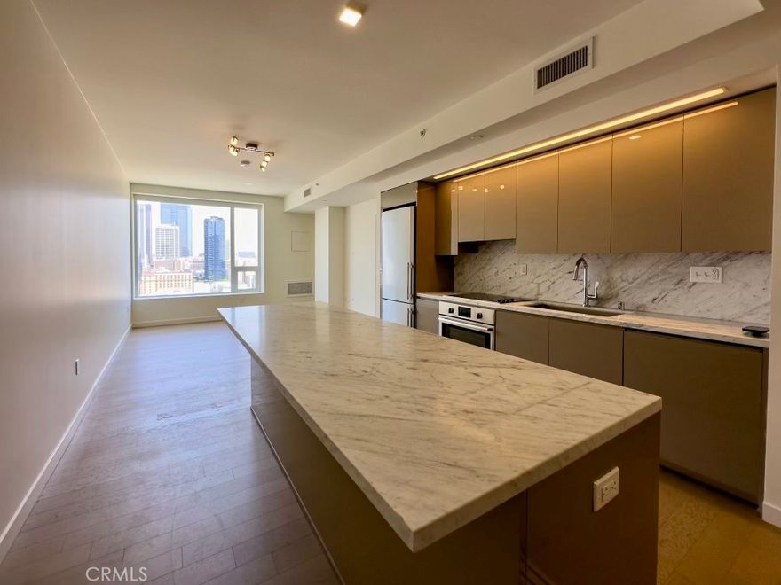 Welcome to this exquisite 1 bedroom, 1 bath condo located in the vibrant and highly sought-after neighborhood of South Park, Los Angeles. Situated in close proximity to the renowned Crypto.com Arena, this stunning residence offers an unparalleled urban living experience with convenient access to entertainment, dining, shopping, and cultural attractions.

Upon entering this elegant condo, you'll be greeted by an abundance of storage and s beautiful skyline view.

The living area boasts a stylish and modern design, creating a welcoming atmosphere for relaxation and entertainment.

The well-appointed kitchen is a chef's dream, featuring sleek marble countertops, a full range of stainless-steel appliances, including a refrigerator, oven, and dishwasher. Whether you're preparing a quick breakfast or hosting a dinner party, the kitchen offers ample space and convenience.

The condo also includes one parking spaces, providing ease and security for your vehicles as well as an additional storage unit.

As a resident, you'll have access to an array of exceptional amenities. Maintain an active lifestyle in the fully equipped fitness center, allowing you to stay fit without leaving the premises. You can also enjoy a screening room, conference room, and a stunning lounge that can be rented for private events by the residents.