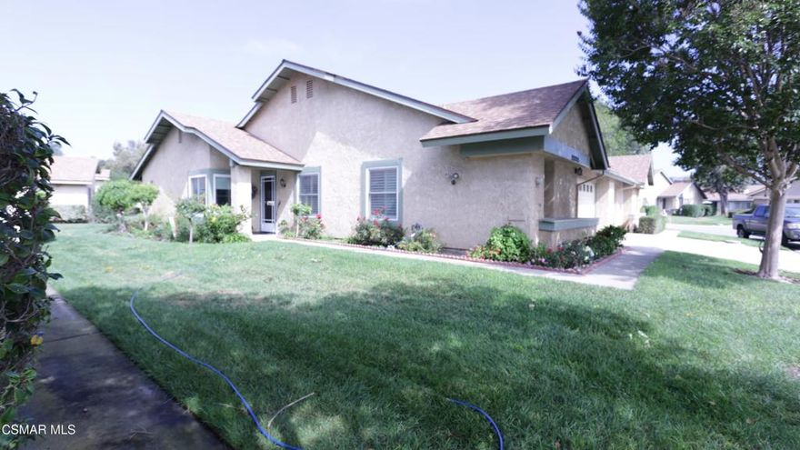 A real Cream puff! move in ready, Holmby II floor plan - offering 2 bedrooms, 2 baths, formal dining, expanded living areas and more. It's absolutely move-in ready. Easy Care wood like tile flooring, custom paint,  smooth ceilings, double pane windows, remodeled kitchen with soft close drawers, quarts counters, stainless appliances, refrigerator is included, custom 4 inch  baseboards, raised panel doors with custom molding and upgraded hardware, upgraded lighting throughout. The secondary full bath has a beautiful custom roll in shower with glass doors, the second bedroom can be used as a guest bedroom or den, it has double doors with glass inserts leading to the expanded bonus room. The primary bedroom features upgraded carpeting, plantation shutters with a custom built organized closet, remodeled bath with a w low step shower. The indoor laundry room is adjacent to the one car garage featuring extra storage, roll up garage doors and custom epoxy flooring. This property is fantastic for gatherings with friends. Leisure Village offers the finest in senior living complete with swimming, clubhouse, golf, and the safety of a gated community.