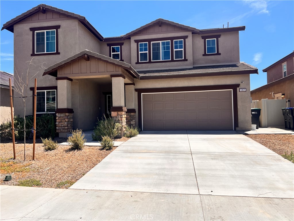 NEW 2024 D.R. HORTON HOME FOR LEASE! Be the first to lease this stunning, newly built 4-bedroom, 3-bath D.R. Horton home located in one of Moreno Valley’s newest communities. Offering 2,239 sq ft of thoughtfully designed living space, this 2024 construction blends style, comfort, and energy efficiency—including paid solar for added savings. The main floor features a convenient bedroom and full bathroom, perfect for guests or home office. The open-concept kitchen flows into a bright family room, ideal for both entertaining and everyday living. It boasts white cabinetry, granite countertops, and an island with an eating bar combo—a perfect space to cook, gather, and connect. Modern finishes include polished tile flooring and vinyl flooring in the wet areas. Upstairs is carpeted (except in wet areas) and offers a spacious loft and three additional bedrooms. The primary bedroom is spacious with the primary bathroom featuring dual vanities, a walk-in shower and a large walk-in closet. The laundry room is conveniently located on the second floor and features a utility sink, upper and lower cabinetry, and a hallway linen closet for added storage. Outside, the fully landscaped backyard includes low-maintenance turf, a covered patio, solar lighting, and a detached storage shed—adding both function and charm. The home also includes a 2-car attached garage and two additional driveway parking spaces for added convenience. The community offers a welcoming and active lifestyle, featuring a BBQ and picnic area, playground, and scenic biking and walking trails. Dog parks are also located nearby, making it an ideal fit for pet lovers and outdoor enthusiasts. Conveniently located near the 60 & 215 freeways, top-rated schools, shopping, and dining. Move-in ready and designed for today’s lifestyle. Owner pays for HOA.