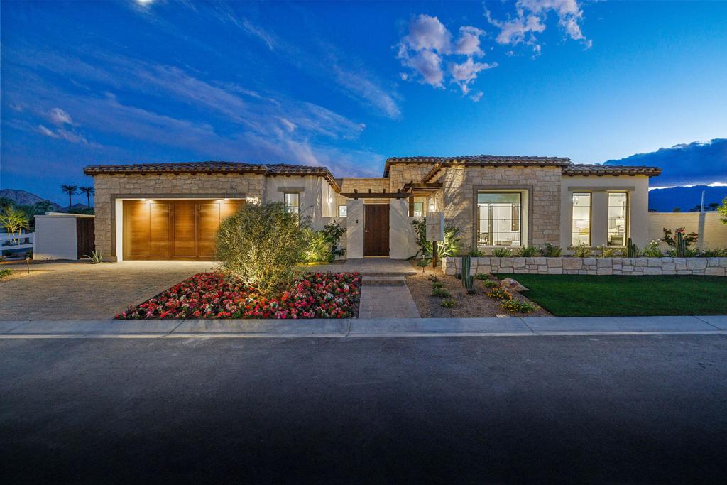 Newly built, model home being sold fully furnished! This is the largest GHA Collection floor plan within the gates of the Province Indian Wells. A seamless blend of Mediterranean architecture and modern design, the home features highly appointed finishes throughout. With 3 bedrooms, including a casita, plus an office and movie theatre. Designed for entertaining, one wing of the home boasts an open-concept design with gourmet kitchen, butler's pantry, walk-in pantry, dining area, family room, and a built-in bar complete with beverage center, ice maker, and a large wine fridge with multiple sliding doors lead out to the pool. The primary suite has a private wing, accessed via a long hallway with clerestory windows featuring an electric fireplace and a spa-inspired bathroom retreat. The third wing of the home includes a bedroom with private ensuite, home theatre, and the attached casita that includes a living area, kitchenette, laundry, and courtyard entrance. Outdoor living features include saltwater pebble-finish pool with colored LED lights, expansive waterfall, built-in BBQ, pool bath, owned solar and more. Just minutes from El Paseo, golf, tennis, dining, and shopping. A rare opportunity to own a turnkey desert retreat, ready for the season and beyond!