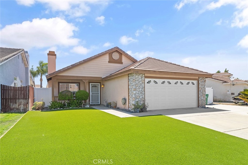 This wonderful home in a very accommodating and friendly neighborhood has 3 bedrooms and 2 bathrooms including an on suite. The floor plan is open and has wonderful natural light through out including some sunlights.. As you enter the living room is expansive, the kitchen of the side is perfect and with dining area. The landscape in the front and the hardscape in the back are incredibly beautiful. With a large outdoor patio and open back area incredibly open and peaceful for evening dinner or parties. The side yard big enough to house trailer or RV and garage is large with work areas etc… Home includes central AC and Heating as well as tile roof. Close to parks, freeways, good schools and shopping this home is a must.
