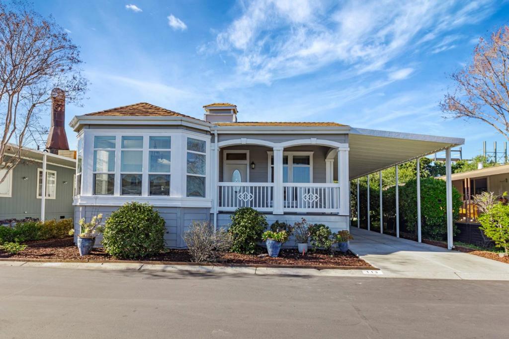 What A Find! Premium Mobile Home Living!! Solid construction, Upgrades throughout, and a Spacious floor plan on this 10 year old Brookstone Residence built by Skyline Homes. Loaded with windows, Oversize primary bedroom with Walk-in Closet & Spa-like bath, near new Carpet, Gas Fireplace, Entertaining Cabinet, Granite counters & Stainless Steel Appliances, Laundry room, 9 Ceilings. Low traffic location in central Campbell, adjoins Los Gatos Creek Trail. Timber Cove Family Park commons with Pool/Spa, B-Ball Court, Game and Entertaining rooms. All at a hard to beat price in West Valley.