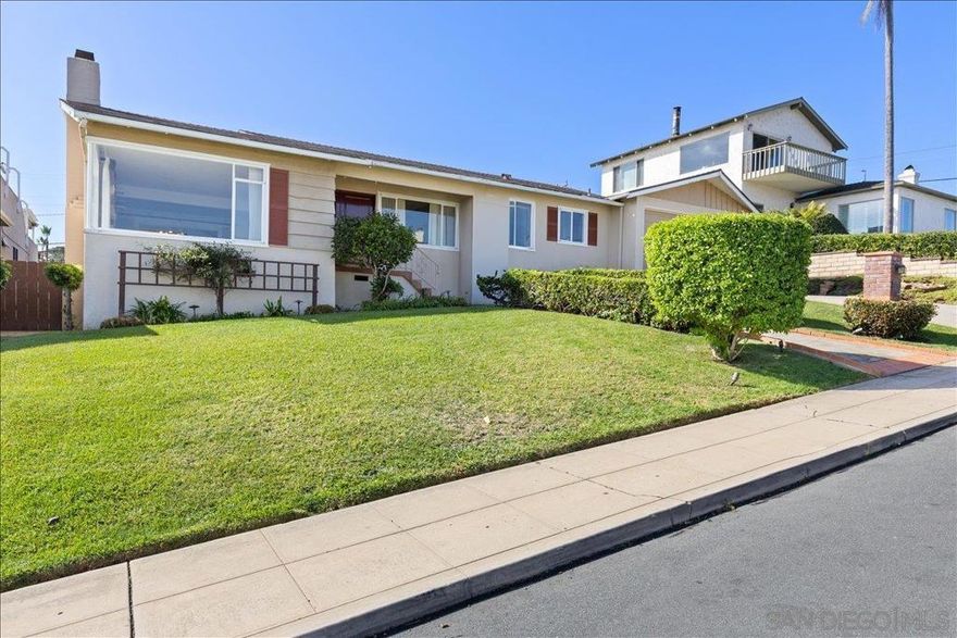 Welcome to this Point Loma gem offering sweeping views of the San Diego Bay. This spacious 3-bedroom, 2-bath home (approx. 1,645 sq. ft.) has been recently painted and features several thoughtful updates. The bright and inviting floor plan includes a large living area, plenty of built-in storage, and a generous covered porch that provides the perfect space for indoor plants, lounging, or a creative studio setup. While the backyard doesn’t have views, it offers plenty of room for outdoor activities or relaxing in the San Diego sunshine. A 2-car attached garage provides convenient parking and storage. Ideally located just minutes from marinas, shopping, dining, and all the best of Point Loma living.