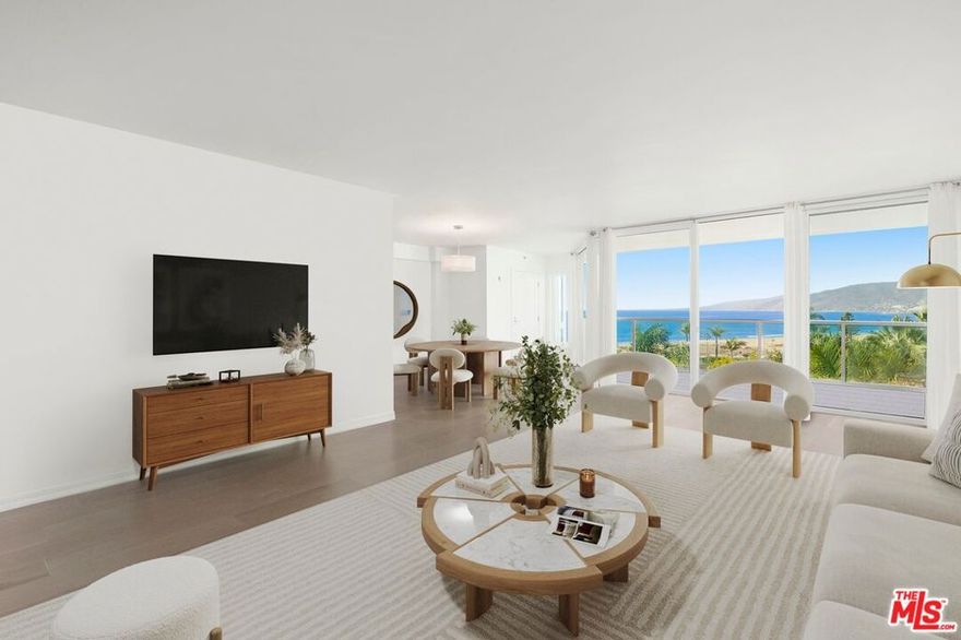 Experience elevated coastal living at 101 Ocean Avenue, one of Santa Monica's premier oceanfront full-service luxury buildings. This spacious two-bedroom, two-bath residence features open living and dining areas flowing to a generous deck overlooking the Santa Monica coastline north to Point Dume. The kitchen boasts stainless steel appliances and stone countertops. Down the hallway, past a flexible office space/storage room and full bath, are two bedrooms each with large walk-in closets and private entrances; the primary suite includes a spa-like bath with soaking tub and dual vanities. Residents enjoy resort-style amenities including 24-hour front desk and security, newly redesigned grounds with pool, spa, outdoor kitchen with BBQ and pizza oven, fitness center, yoga room, dog park, organic gardens, and sky lounge  plus direct beach access. Perfectly positioned near Montana Avenue and downtown Santa Monica, with easy access to local favorites like Giorgio Baldi, Golden Bull, and Canyon Square, 101 Ocean offers an unparalleled blend of coastal luxury, convenience, and iconic Santa Monica living.