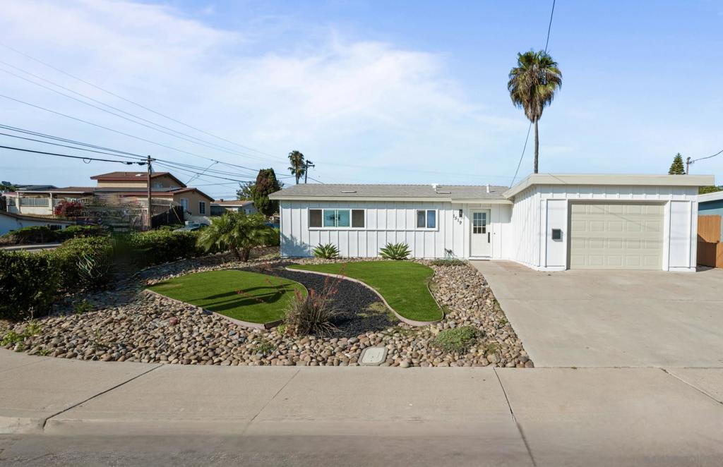 Exquisitely renovated single-family home on a spacious corner lot in Chula Vista. Perfectly situated at beginning of a quiet cul-de-sac and no HOA. This move-in-ready gem offers the ideal blend of modern style, comfort, and convenience. Discover a bright, open-concept living area filled with natural light and flexible space making it perfect for relaxing entertaining and in-home office. The open kitchen is a true highlight with sleek countertops, breakfast bar and abundant cabinetry. 2 brand new efficient mini-split systems, whole-home heating, and stylish finishes add to the comfort of this home. Drought-resistant landscaping, including artificial turf, ensures low maintenance and water efficiency all year round. Additionally, the oversized 1 car-garage allows for tons of storage space. Prime location with being just minutes from parks, an elementary school, shopping, and access to the 805 freeway. Don't miss this opportunity to own a beautifully updated home in a friendly, well-established Chula Vista neighborhood!