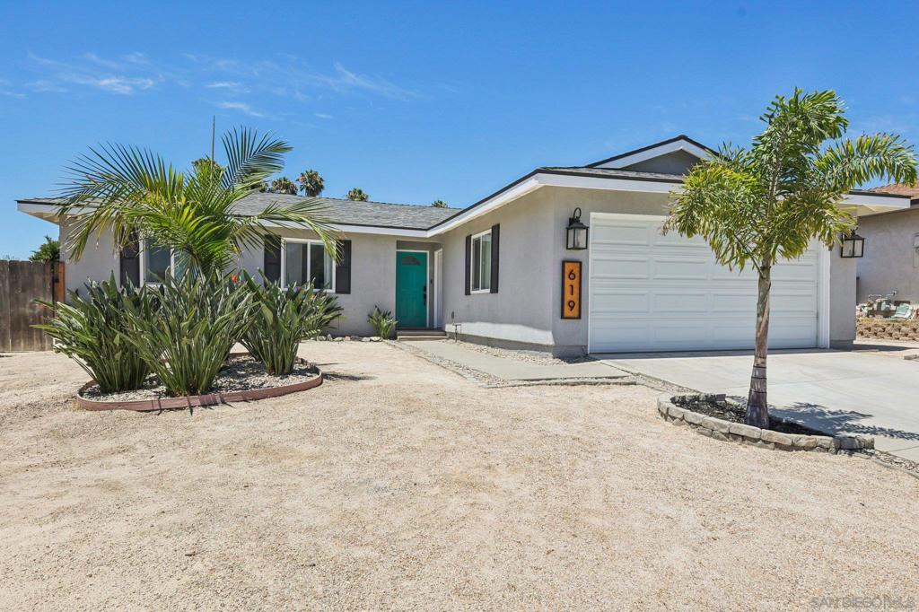 Beautifully updated single-level home in Oceanside with attached 2-car garage! This move-in ready residence features owned solar (PPA lease), new durable laminate wood plank flooring, dual-paned windows and sliders, and central A/C for year-round comfort. Step inside to an open-concept living space accented by a charming wood beam ceiling and a stylish shiplap feature wall. The refreshed kitchen boasts freshly painted white cabinetry, stainless steel appliances, and a new tile backsplash—perfectly blending function and style. Bathrooms have been tastefully updated with new tile and fixtures. Enjoy seamless indoor-outdoor living with a recently transformed backyard, complete with new pavers and a usable grass area ideal for play or entertaining. Tech-savvy touches include updated recessed lighting and Lutron Caseta Wireless Smart Home switches. Don’t miss this fantastic opportunity to own a thoughtfully renovated home in a desirable Oceanside location—single level, smart, and stylish!