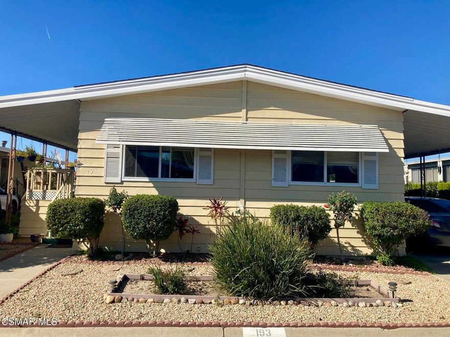 VIEW - VIEW- VIEW: Beautiful view of the sunsets & hills, backs open space and the Arroyo, This 2 bedroom 2 bath home needs some updating. Exterior has been freshly painted, hot water tank 5 yrs. old. City of Moorpark financed new roof, double pane windows, earthquake bracing in 2005. Home has a spacious porch, light and bright living room, dining room with built-in hutch, very large kitchen, laundry room with ample storage that leads to carport, Oversized shed with add on storage.   Fenced backyard. New space rent is $960.00