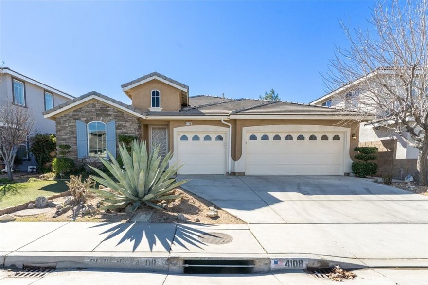 Enjoy breathtaking views of the Rancho Vista Golf Course…right from your backyard! Wonderful single-story home located in one of the best areas of Palmdale! Residing on a quiet and very safe neighborhood street, this incredibly spacious 2,363-sqft home features a mix of tile and plush carpet floors, no shortage of built-in storage, and a sizable laundry room with direct access to the attached 2-car garage. Be greeted first by the refreshing natural sunlight that fills every room and boasts an airy ambiance throughout the adjoined formal living and dining area. A bright and enormous kitchen offers neat time countertops, built-in appliances, and a huge kitchen island before opening to the family room enhanced with a cozy fireplace, the perfect space when entertaining or enjoying a relaxing evening at home. All bedrooms include ceiling fans and built-in closets while the largest room, the primary bedroom, has the exclusive benefit of one walk-in closet plus an en-suite bathroom fitted with dual sinks, soaking tub, and a walk-in shower. Outside, the Rancho Vista Golf Course provides a lively backdrop for this beautifully xeriscaped yard, a perfect venue for all entertaining or just soaking up some sun. There is a shed for additional storage as well. Close to various high-technology companies, a military base, schools, shopping centers, restaurants, parks, golf course and more in the AV!