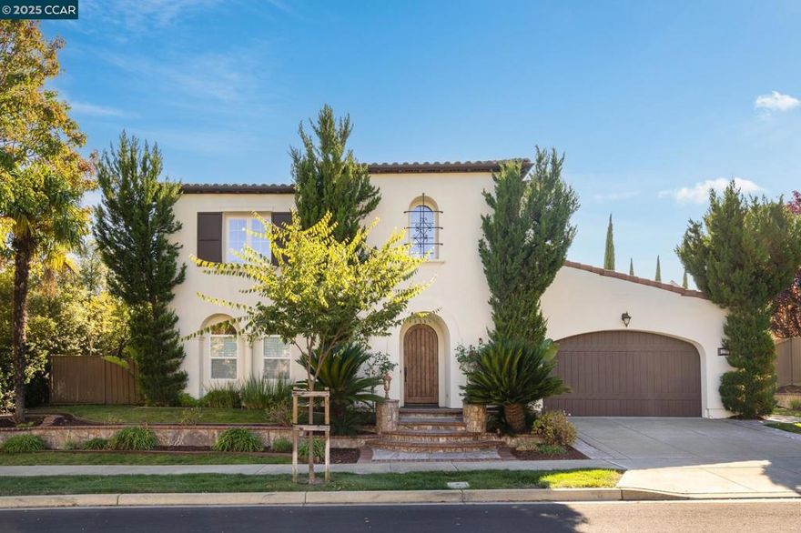 Stunning home located in the sought-after Gale Ranch neighborhood. This home offers a desirable floor plan, including two full bedrooms and 1.5 bathrooms downstairs. The main level features a formal living room and dining room, along with a spacious kitchen that opens to the family room. The well-equipped kitchen boasts an oversized center island, bar seating, and a cozy dining nook. The family room includes a fireplace and provides access to a central courtyard. Upstairs, you'll find three additional spacious bedrooms, a Jack & Jill bathroom, and a versatile mini-loft, perfect for a kids' workspace or a library. The primary suite is a true retreat with two walk-in closets, dual sinks, soaking tub, separate shower, & ample cabinet space. The outdoor space is equally impressive, featuring low-maintenance landscaping, privacy, a patio, and a built-in BBQ kitchen, perfect for outdoor entertaining. The home also includes owned solar panels and a three-car garage. Its prime location offers proximity to parks, open spaces, and trails, and it's close to top-rated public schools. You'll also have easy access to freeways, shopping, dining, and the downtown San Ramon City Center.