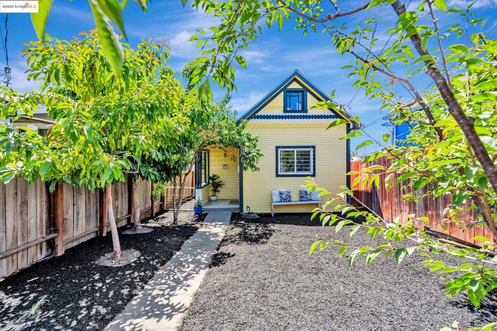 PERSONALITY PLUS! This charming, vintage cottage is a terrific alternative to condo living. It is ideal for those seeking independence from HOA fees and restrictions. Featuring one bedroom plus a versatile extra space, it offers a comfortable and functional layout. How do you spell potential? A-T-T-I-C This space is a hidden gem- options for a home office ,studio, or additional storage. Recent upgrades include fresh paint, a new stove, and a new wall heater, making the home move-in ready. The front yard is a fruit lover’s paradise with peach, plum, and avocado trees. The fenced backyard offers a spacious area for dining, playing, and gardening, complete with a sizable storage shed. Located close to the beautifully restored Courtland Creek Park and to the High Street corridor to Fwy 580. SELLER IS OFFERING A CLOSING COST CREDIT.