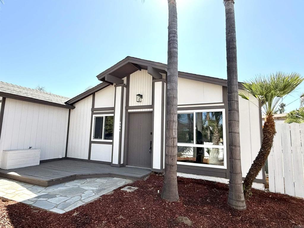 Welcome to Donner St.! You can't miss this Beautiful Renovated, Move-in ready, Single-story Home located in a great calm and quiet area of Santee. Enjoy the view to the Beautiful Mountains around this community. As you walk into the house you will appreciate the open-concept layout illuminated by the natural light entering from the big window in the living room. This home has a beautiful brand New Kitchen (New everything: New appliances, New Cabinets and New Quartz Countertop) with a kitchen island that gives it a stylish and contemporary look. Featuring 3 bedrooms and 2 full bathrooms (Perfect for a family). Enjoy a nice evening next to the cozy fireplace in the master bedroom that includes its own walk-in closet and an ensuite Bathroom. Ceiling fans in each room, recessed lighting throughout the house. New Ductless HVAC. Wait until you see the BIG backyard. This is the house that you don't want to miss. And NO Fees: No HOA and No Mello-Roos!!