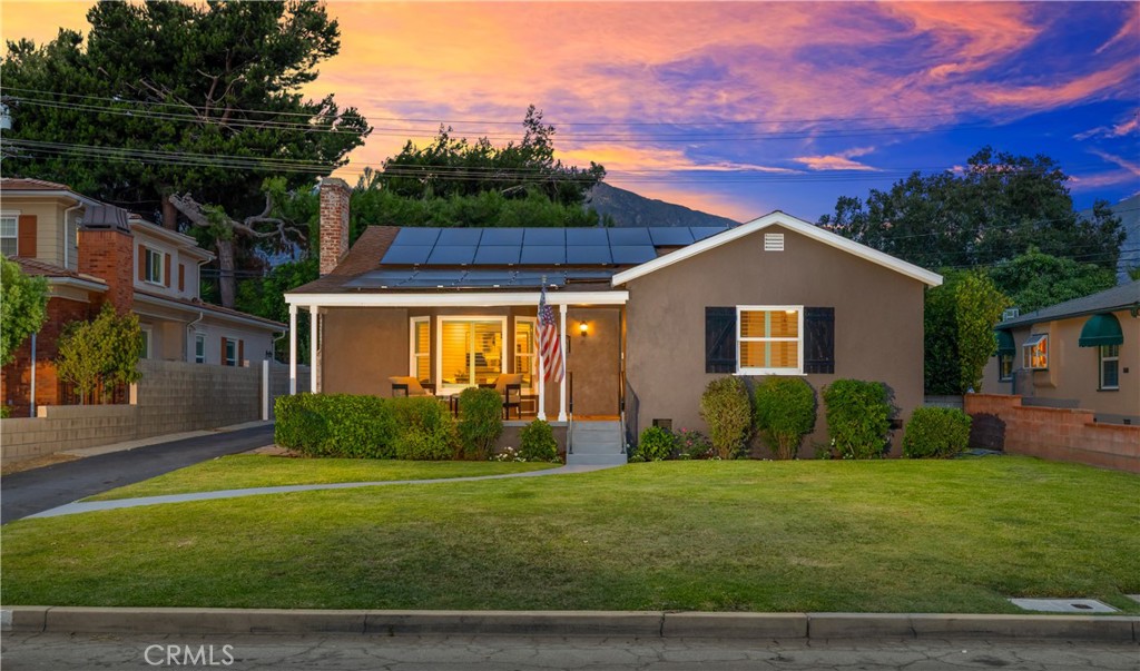 Beautifully Updated Arcadia Home in Prime Location. Elegantly updated residence located in one of Arcadia’s most desirable neighborhoods, just steps from top-rated Highland Oaks Elementary and Foothills Middle School. This thoughtfully renovated home offers the perfect balance of timeless character, modern convenience, and energy efficiency, making it a rare opportunity in today’s market. From the curb, fresh exterior paint, newer exterior doors, and a welcoming front porch framed by a charming bay window create an inviting first impression. Inside, you’ll find refinished hardwood floors, recessed lighting, and an expansive family room anchored by an updated and remodeled fireplace with a convenient remote starter. Double-pane windows fill the home with natural light, while copper plumbing and newer electrical systems, including a 200-amp panel upgraded in 2023 and EV readiness, providing peace of mind. The kitchen has been beautifully appointed with granite countertops, rich wood cabinetry, and updated appliances, all designed to blend style and function. An adjacent dining area makes for comfortable everyday meals or casual entertaining. The home features 4 spacious bedrooms and 3 full baths, each carefully updated with marble showers, granite/corian countertops, and modern finishes. Comfort is further enhanced by a new furnace, new AC system, new ductwork, and attic fans, all installed in 2022 ensuring year-round climate control. Significant attention has been given to energy efficiency. The home is equipped with all exterior walls insulated, new attic insulation, double-pane windows, and an impressive array of 42 fully paid solar panels installed in 2023. This system not only reduces monthly utility costs but generates an annual refund, making the home as economical as it is beautiful. A tankless water heater further improves efficiency, while new roofs on the home (2023) and garage (2025) add long-term durability. Outdoors, the private backyard is a peaceful retreat with multiple fruit trees and a charming sitting area perfect for entertaining. A detached two-car garage completes the property. With every detail carefully considered from copper plumbing and new insulation to solar energy and EV readiness, this home represents the best of Arcadia living. Combining timeless design with extensive modern upgrades, it offers unmatched comfort, efficiency, and convenience in a prestigious location near award-winning schools, shops, dining, and parks.