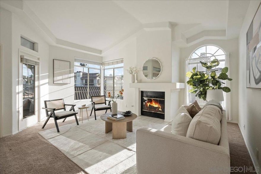 VA approved! Welcome to your luxury, coastal retreat in the "heart of Oceanside," Rancho Del Oro! This top-floor, end-unit condo offers comfort, privacy, & convenience. Freshly painted and filled with natural light, the home features two private balconies, ideal for morning coffee or evening sunsets. Inside, enjoy an airy, open layout with a spacious living area with cozy fireplace, well-designed kitchen, and peaceful bedrooms that capture gentle breezes. The unit includes a detached 1-car garage plus an additional assigned parking space. Located in a gated and well-maintained community, residents enjoy beautifully landscaped grounds, a community pool, and a quiet, welcoming atmosphere. Perfectly positioned just two miles from Carlsbad and minutes to MiraCosta College, this home offers easy access to the 78 freeway, the Shoppes at Carlsbad, and Oceanside’s best dining, beaches, and entertainment. Whether you’re a first-time buyer, investor, or downsizing, this light-filled condo offers the best of North County coastal living: modern comfort, unbeatable location, and timeless value.