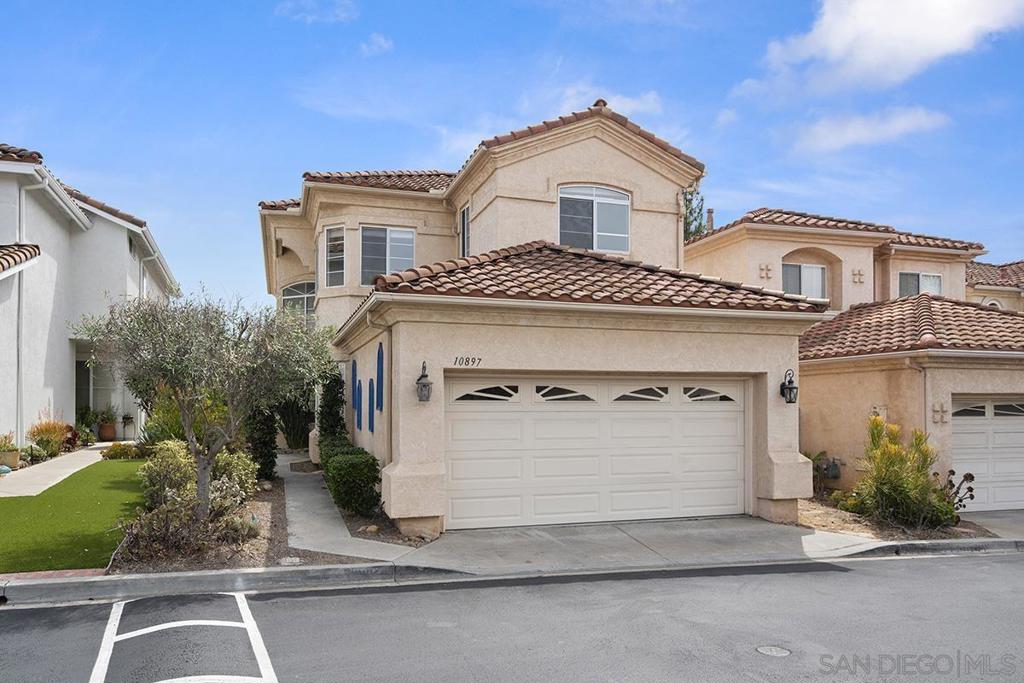 Stunning Huntington single family home in the heart of Scripps Ranch featuring 4 bedrooms and 3 bathrooms, with one bedroom and full bathroom downstairs. Featuring high volume ceilings upon entry with an abundance of natural lighting throughout the home. Chef's kitchen with refreshed cabinets, granite countertops, and gas range. Downstairs features a full bedroom or office with a downstairs bathroom with shower. Upstairs features your primary ensuite with separate soaking tub and grand shower, dual sinks, and built-ins in your walk-in closet. Two secondary bedrooms upstairs with a hall bathroom. Complex features features community pool and jacuzzi. Located in highly rated and desirable schools in Ellen Browning Scripps Elementary, Marshall Middle, and Scripps Ranch High. Nearby many neighborhood parks, Lake Miramar, hiking/biking trails, shopping centers, Costco, and much more. This is a must see!