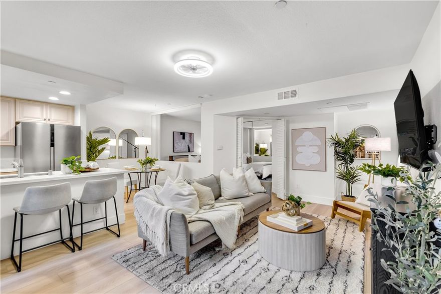 PRICE IMPROVED AND READY FOR OFFERS!! Welcome to your new sanctuary in the heart of Rancho San Clemente! This stunning ground-level 1-bedroom condo is nestled in the hidden gem ocean-view community of Vista Pacifica, where coastal living meets affordability. This is an exceptional opportunity to own a piece of paradise. Step inside to discover a beautifully updated interior featuring all-new solid slab quartz counters in the kitchen, complemented by custom glazed creamy cabinetry and brand-new stainless steel appliances. The entire home boasts all new wide plank luxury vinyl wood flooring, providing a modern touch that’s both stylish and easy to maintain. Freshly painted walls and all new contemporary style baseboards create a crisp, inviting atmosphere throughout. The bathroom has been thoughtfully updated with a fresh white vanity and new fixtures, ensuring a tranquil retreat for your daily routine. There's even a new washer/dryer stack in the laundry closet - this home truly has everything you need! Enjoy extended living space on the private enclosed front patio with the tranquil sounds of the nearby wandering brooks & waterfalls as you sip your coffee in the mornings or unwind under the twinkle lights in the evenings. There's even a small turf area on the patio for your furry friends. Additional storage space off the patio ensures there is a place for everything in your new home. Enjoy Vista Pacifica's outstanding amenities, including two sparkling pools (1 which is heated year-round) and spas, all just a short stroll from your door. And finding a private single-car garage at this price point is just one of the many unexpected bonuses of this home. In the evening, a quick stroll around your community takes you to breathtaking ocean view sunsets as well. Vista Pacifica even offers boat/RV storage on-site (based on availability) for those who love adventure. Conveniently located near Lifetime Fitness, miles of hiking trails, schools, shops, & freeways, your new home offers not only a beautiful living space but also easy access to the vibrant downtown San Clemente scene plus world-class beaches & surf. With its perfect blend of style, comfort & location, this is more than just a home; it’s a lifestyle ... Your best life starts here!