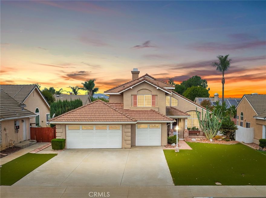 Welcome to this 4-bedroom, 3-bathroom home in the highly sought-after Country Gardens community, featuring super low HOA fees and taxes, offering tremendous potential and an ideal blend of comfort, functionality, and prime location. The thoughtfully designed floor plan features a kitchen that seamlessly overlooks the inviting family room, complete with a charming brick fireplace, creating the perfect space for gathering and entertaining. The main level impresses with a convenient bedroom and full bathroom, ideal for guests or multi-generational living, plus clever extra storage tucked under the stairs. Formal living and dining rooms boast soaring vaulted ceilings and an abundance of natural light, adding an elegant touch to your daily living. Upstairs, retreat to the spacious master suite featuring a private deck and ensuite bathroom, while two secondary bedrooms share a convenient Jack-and-Jill bathroom. Elegant plantation shutters throughout the home provide style, privacy, and light control. The home's practical features include a whole-house water filtration system, newer furnace and water heater for peace of mind, and a laundry room equipped with a sink for added convenience. The expansive 3-car garage provides ample space plus extra storage cabinets to keep everything organized. Both front and back yards showcase beautiful drought-resistant landscaping, perfectly suited to California living, while the oversized backyard offers endless possibilities for outdoor enjoyment, gardening, or play. Situated in an exceptional location with easy access to local colleges, shopping, diverse dining options, and freeway access, this home truly offers the complete package for modern family living.