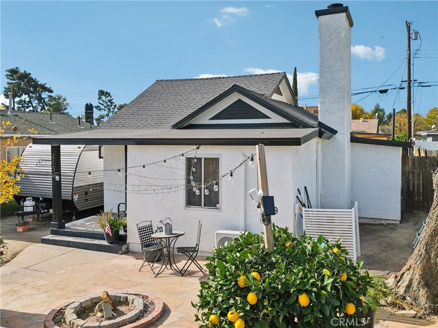 Welcome to this beautifully updated and cozy 2-bedroom, 1-bath home in Banning, offering comfort, convenience, and great potential. Recent improvements include a newer roof, brand-new water heater, fresh interior paint, updated flooring, and a remodeled bathroom, making this home truly move-in ready. The fully fenced backyard is perfect for entertaining and features an outdoor fire pit, mature fruit trees (lemon, pomegranate, and guava), RV parking, and a large shed with plumbing and electrical—ideal for storage or possible rental use. Conveniently located near the I-10 freeway, shopping, churches, service stations, Casino Morongo, Desert Hills Premium Outlets, and the Coachella Valley, this property is a fantastic opportunity for first-time buyers.