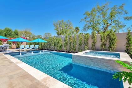 All Dates Available! Terra Lago Single Level 5 bedroom, 2 bath Pool, Spa home! STR Ready offered Furnished! Price listed is High Season, call for off season price.  Available to Lease Seasonal or Purchase!  Upgraded with Luxury Laminate Flooring, Neutral Paint & Decor! Great Floor Plan by Lennar, Open Concept, awesome for Entertaining and Relaxation! Cook's Kitchen with Island, Granite Counter tops, Breakfast Bar, lots of Storage and Counter space! Fridge Included. Great Room with Fireplace, Ceiling Fan. Slider door off Great Room, Dining area to access Private Pool/Spa! All Bedrooms are generously sized! Primary Bedroom is King Sized, Primary Bath with Dual Sink Vanities, soaking Tub and Separate Shower. Large Walk in Closet.   Laundry Room with deep soaking sink.  2 car attached garage. This home is a lovely home To Enjoy your Rest & Relaxation while on Vacation. Close to Shopping, Dining, Entertainment, Acrissure Arena, Public Pickle Ball, Basketball Courts, Public Parks/Tennis. Close to Hiking Trails!