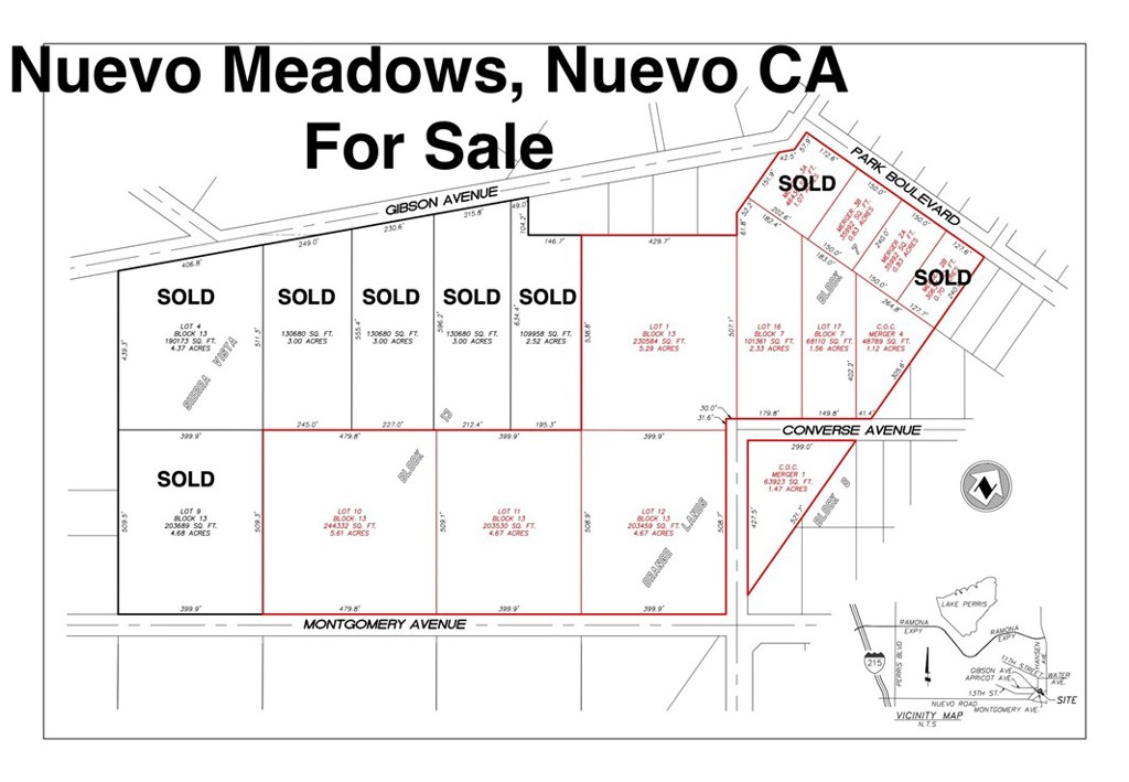 This lot is a great option for multi-generational living! 0 Montgomery Ave, lot SVOL 11 is 4.68 Acres parcel sits on a paved road in the heart of Nuevo, with potential for a lot split (subject to county approval). The property is mostly flat with some gentle slope, providing excellent opportunities for residential development. Enjoy stunning mountain views and plenty of space to build your custom home or place a manufactured home (permitted). It’s also ideal for horse property.The seller completed percolation tests years ago for much of the subdivision. The property will require a septic system and well. The lot has not been surveyed, and the images provided give an approximate location. Additional adjacent parcels are available for sale, each sold separately. Property does not have a current address, use map to find location. CALL TODAY-MUST SEE! Seller financing available with a 35% down payment, an 8% interest rate, and a 2-year term.