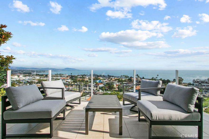Available NOW! This beautifully furnished home offers breathtaking coastal views and a true Dana Point lifestyle. Recently renovated and set within the gated community of Regatta, the home features a unique reverse floorplan designed to maximize its panoramic vistas, stretching all the way from Dana Point to San Diego. The main living level boasts soaring vaulted ceilings, floor-to-ceiling windows, and a spacious open layout with a modern chef’s kitchen, dining area, and inviting living room. Step outside to the expansive upper deck, where glass railings ensure unobstructed ocean views and the perfect setting for outdoor relaxation or entertaining. The primary suite is located on the lower level, offering private access to a covered ocean-view patio and a luxurious ensuite bathroom with a soaking tub, separate shower, skylight, dual vanity, and generous walk-in closet. Two additional bedrooms are situated upstairs at the front of the home, one with private deck access and a shared guest bathroom nearby. A welcoming ocean-view courtyard entry, indoor laundry, and a two-car direct-access garage with Tesla EV charger add to the home’s comfort and convenience. Perfectly positioned near Strands Beach, Dana Point Harbor, Downtown Dana Point, and world-class dining and entertainment, this furnished coastal retreat is ideal for both seasonal getaways and longer stays. With its unmatched ocean views and thoughtfully designed living spaces, this home offers the essence of Southern California coastal living. Rates vary from $10,000 to $13,000 per month depending on term and season. Available for lease terms in the range of 1-6 months.