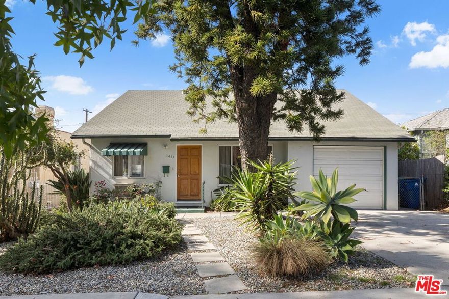 Vintage charm meets prime location in this 2-bedroom, 1-bath front house perfectly situated on a quite residential street walking distance to Occidental College and the vibrant energy of York Blvd. Filled with natural light, this inviting home showcases refinished hardwood floors, vintage built-ins, and an airy layout that highlights its original mid-century character. The kitchen retains its retro appeal with original tile, crisp white cabinetry, and a vintage oven/range, meticulously preserved and fully functional. The pink-tiled bathroom offers a joyful nod to the home's era, beautifully maintained and full of warmth. Both bedrooms are comfortable and bright, each with generous closet space. The attached garage features vaulted ceilings, electrical, and a finished floor, creating a flexible bonus area perfectly suited for a studio, gym, or creative retreat, complete with washer/dryer hookups for everyday ease. Out back, enjoy a shared garden space shaded by mature citrus trees, offering a serene spot for coffee, reading, or unwinding outdoors. Set on a quiet residential street, this home offers the best of Highland Park living, just steps to Bagel + Slice Pizza Shop, Queen's Raw Bar & Grill, Wildcrust Pizza, and everything that makes York Boulevard one of L.A.'s most beloved destinations.