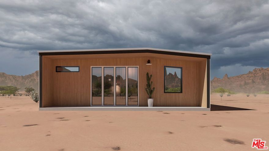 Incredible opportunity to own a 5-acre bluff lot in the highly desirable and fast-developing Desert Heights area, perfectly situated between Joshua Tree and downtown Twentynine Palms. This elevated property offers sweeping views of the Bullion, Copper, and Little San Bernardino Mountains, and is just minutes from Indian Cove and the Joshua Tree National Park entrance. The lot includes a water meter already installed and power is easily accessible via a utility pole located directly adjacent to the property, with connection available. An existing homestead cabin sits on a slab foundation and, while currently uninhabitable, it offers a starting point for redevelopment. A final inspection completed in 2020 confirms that new plans are required to rebuild or remodel the structure. This sale includes a professionally drafted floor plan and a permit-ready construction package, along with high-quality renderings for a modern 2-bedroom, 1-bathroom, 600 square foot cabin. With essential infrastructure in place and development documents included, this property presents a rare opportunity for a flip, a new build, or a high-potential short-term rental investment in a premier high desert location.