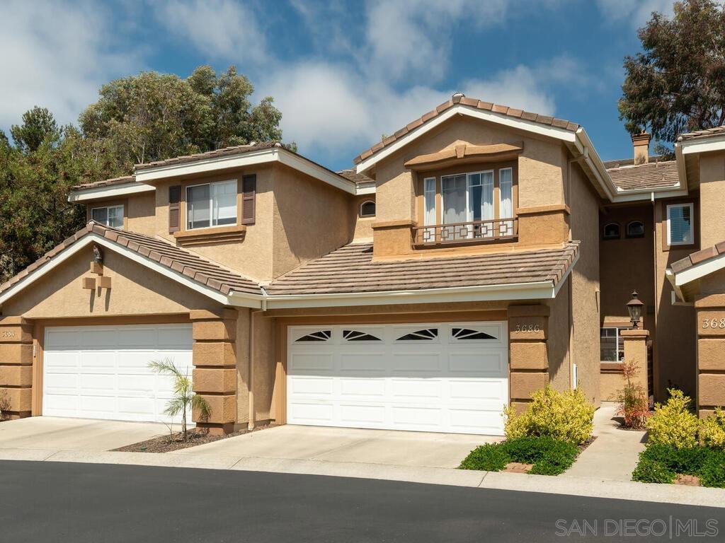 CHATEAU VILLAGE in Carmel Valley! Great opportunity to live in this sought after development located so central to all in this two story, 2bedroom/2.5 bathrooms townhome. Bathed in natural sunlight with volume ceilings and a very comfortable, open layout, you'll settle right in to your new home with ease. Features include updated kitchen with granite countertops and stainless appliances, dual master suites upstairs and a powder room downstairs, LVP upstairs and tile flooring on the main level. Enjoy your own private patio and a full sized 2 car attached garage. Furnace replaced 12/20, AC replaced 1/23, water heater replaced 8/20. Community amenities include pool, spa, tennis/pickleball courts, and exercise room. Within minutes or a short stroll to One Paseo and Sky Deck as well as Torrey Pines High School, Carmel Valley Middle School, and Carmel Del Mar Elementary.