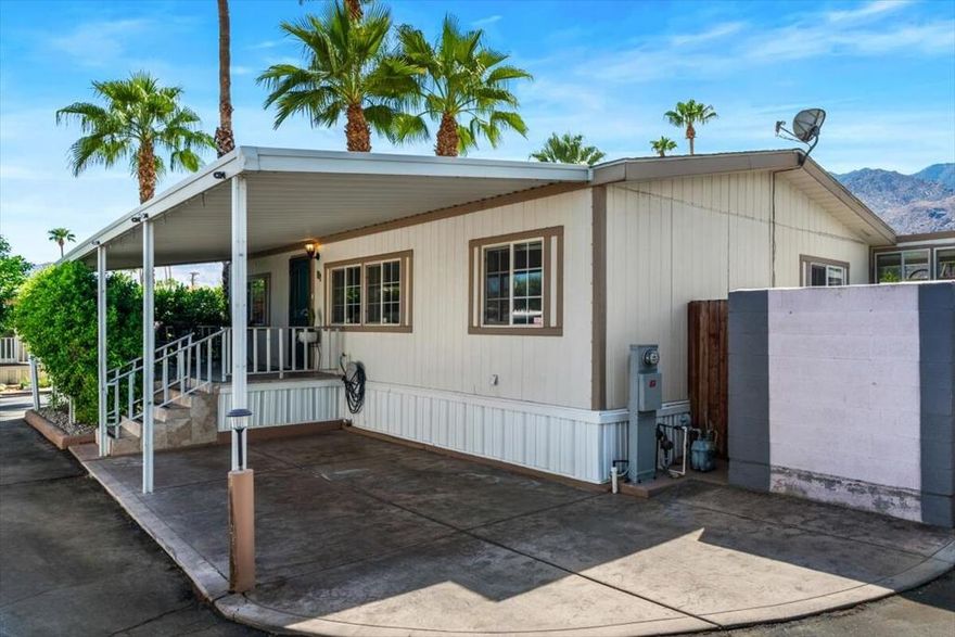Developed in 1938 by John Williams, Ramon Mobile Home Park is one of Palm Springs' original mid-century communities, once a retreat for Hollywood creatives seeking desert escape, and today it still embodies that vintage charm and historic allure that made Palm Springs iconic. -----Motivated owner ready to pass on to the next proud owner who wants to live in the Iconic Ramon Mobile Park, an exclusive 55+ older community located in central Palm Springs. 191 Geronimo is located on the most desirable part of the community, on a corner, and offers privacy with no neighboring homes on the sides. On fee land. Space rent is $861.06 -- Offered turn-ke,y fully furnished!