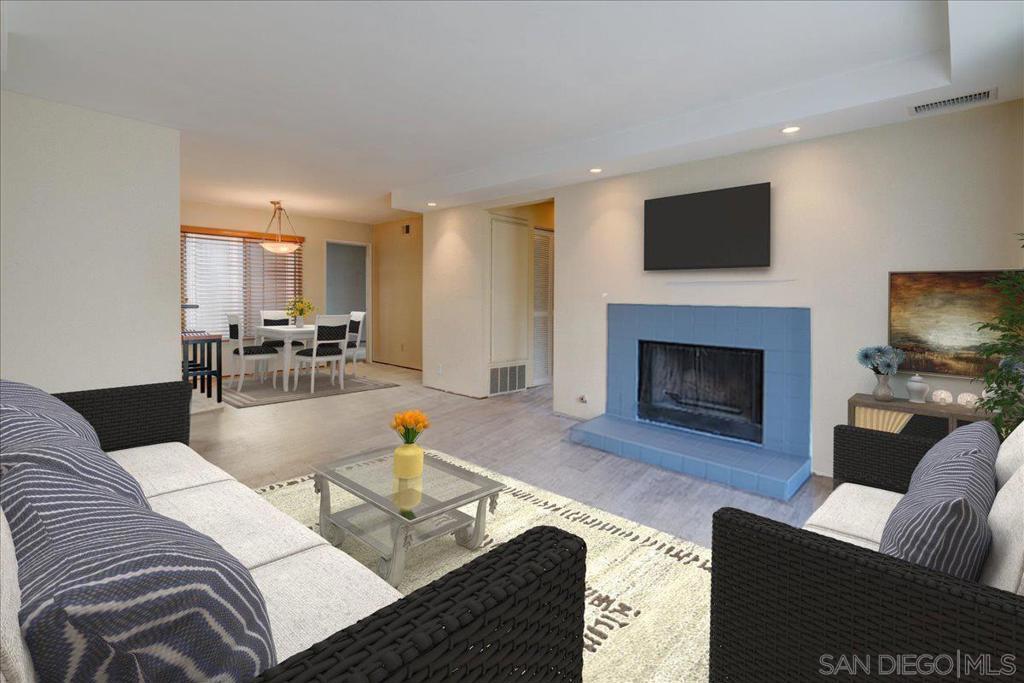 Bright, spacious recently updated home in convenient College Grove! Features split bedroom plan perfect for roommates, renovated kitchen, bathrooms and fresh paint and new flooring throughout. Target, Sam's Club, Starbucks across the street, close to 94. In-unit laundry, one covered parking space and plenty of community parking, fireplace, pool and hot tub, private deck, upstairs (2nd floor), no elevator. $60 water fee in addition to monthly rent. Trash included.