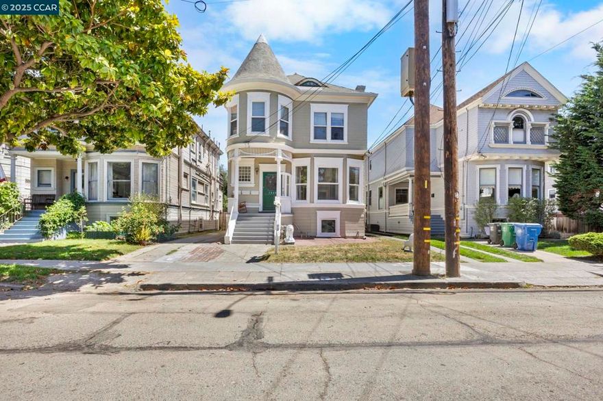 Unit A pictured only. Charming Alameda Triplex, a well-maintained and upgraded rental property in the heart of central Alameda. Offering 3115 sq.ft. of living space on a 3,500 sq.ft. lot, this versatile property includes three separately metered units. Unit A (vacant): A spacious 3-bedroom, 1-bath main-level flat with living space below adding 3 more rooms and 2 full bathrooms, ideal for extended living, guest quarters, office, or storage. Rented Unit B and C each has 1 Bedroom with 1 bath and a bonus attic room.  Combined current rent for Units B & C is $2,950/month, with upside potential in leasing large Unit A. Below Unit A are 3 rooms and 2 full bathrooms and connected to Unit A with internal stairs, also separate backyard entries. Upgrades include a concrete foundation, modern plumbing, and updated electrical, dual-pane windows. Each unit has separate gas and electric meters, plus dedicated house meters for owner’s common-area use. Building has a driveway to a detached garage which is used for owner storage and houses coin-operated laundry for tenant use. Easy street parking for tenants. Ultra-convenient location just steps from Chestnut-Encinal Market, and the beloved Blue Dot Café. Minutes to downtown Park Street, Alameda Landing, parks, transit, ferry.
