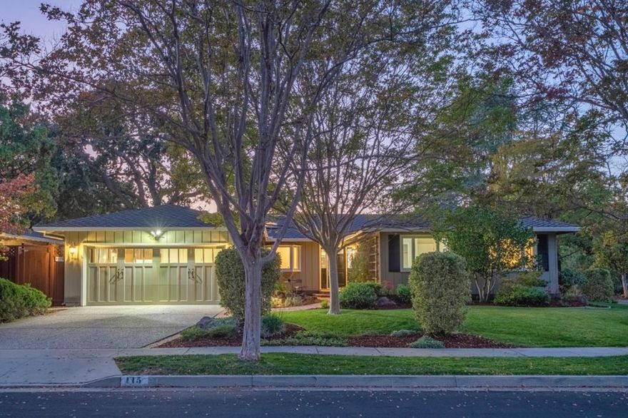 Welcome to 115 Lansberry Court in Los Gatos. This highly desirable tree lined street is ideally located near the neighborhood park, which offers public tennis courts and play structure, proximity to the local Los Gatos elementary and middle school, shopping, and the serene setting of the Los Gatos Mountain range with hiking and bike riding trails. The owners of this 4 bedroom and 2 ½ bath residence have lived in the home for 51 years and have upgraded many features and systems over their long tenure including dual pane windows (excluding the large living room panes) and glass sliding doors, copper water piping, HVAC system, kitchen and bath remodels, solar and gas heat for the exercise pool, a spa and more. The expansive floor plan offers a separate family room, dining and living rooms. The primary suite was initially expanded during construction as this home was the model home for the developer. The backyard offers a beautiful and serene environment with entertainment and dining decks, a meditative pond/water feature, and lovely, mature, and diverse plantings. The Los Gatos School District compliments this lovely offer of a lifestyle.