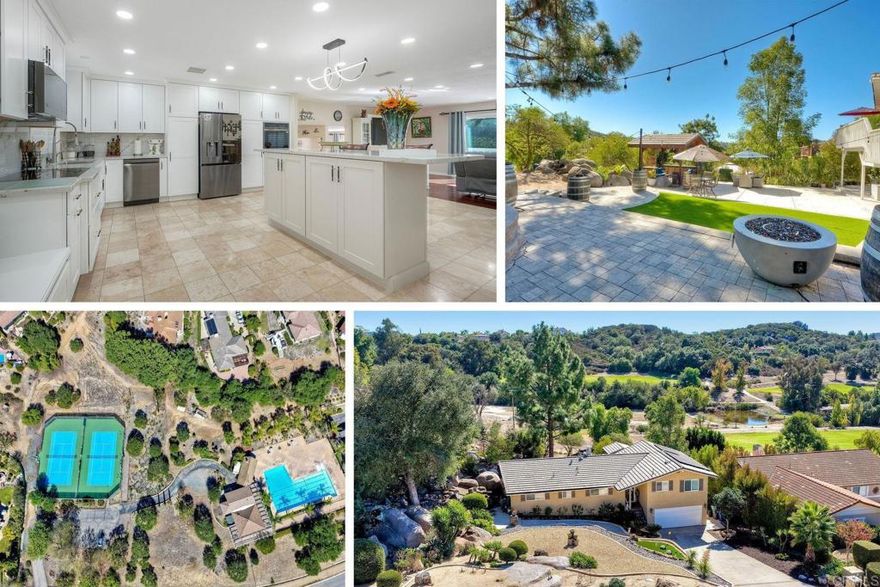 Welcome to this golf course home in the prestigious Hidden Meadows community, a rare opportunity to own a property with breathtaking views & exceptional amenities. This beautifully renovated residence features a bright, modern kitchen, drought-tolerant landscaping, & solar panels for energy efficiency. The spacious main level offers three bedrooms & two full baths, while the lower level includes a versatile bonus room & half bath, ideal for guests, an office, or potential ADU. The backyard is perfect for entertaining, with picturesque golf course views & a setting that once hosted a wedding! Hidden Meadows provides resort-style amenities such as pickleball, tennis, & a pool, all for under $33/month. Wake up every day feeling like you're on vacation, enjoying San Diego's fantastic year-round weather from your dream home. Don’t miss this exceptional opportunity; a true hole-in-one!