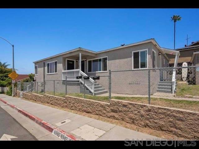 Great opportunity to acquire a fully renovated, well-maintained triplex situated on a spacious corner lot in one of San Diego’s growing communities. All three units have new laminated vinyl flooring, luxury soft close kitchen cabinets with quartz countertops, and the units have been freshly painted top to bottom. The units all boast energy-efficient double-pane windows and individual mini-split HVAC systems so that the tenants can be cool in the Summertime, and warm during the Winter. The fully remodeled bathrooms elevate the living experience, while a shared laundry area and communal backyard provide added convenience and outdoor enjoyment. 6984 is a newly constructed 1-bedroom, 1-bath unit renting for $1895/mo. While 6980 & 82 are 2-bedroom, 1-bathroom units renting for $2150/mo each. The property is centrally located near major amenities and public transportation. It is currently generating $6,600/mo in gross income with potential for increased rental returns! Don’t miss out on the opportunity to acquire this income-producing triplex with tons of upside potential in one of San Diegos growing communities!