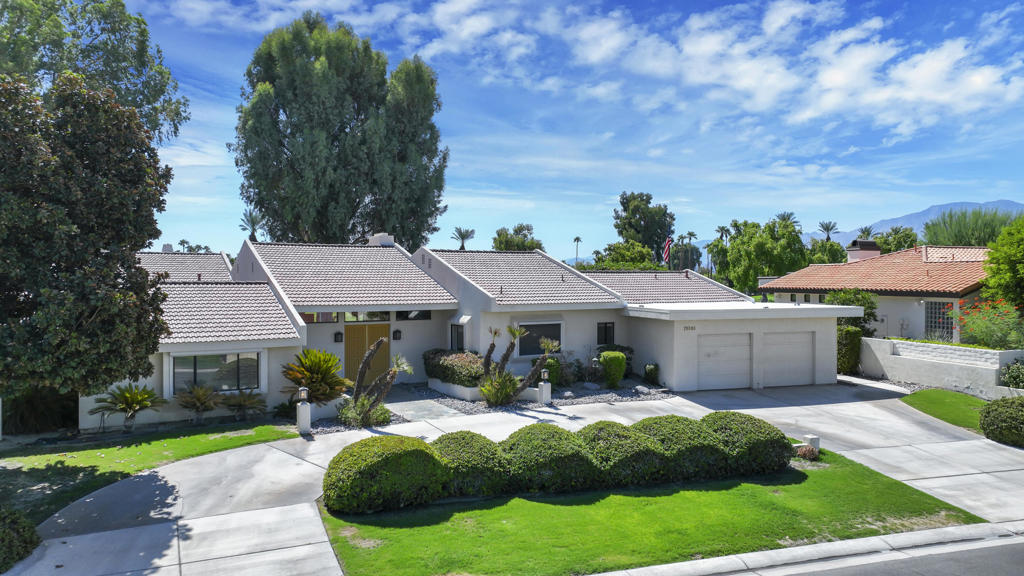 Welcome to 78805 Saint Thomas Drive, a spacious single-level residence in the heart of Bermuda Dunes Country Club, offering the perfect blend of comfort, privacy, and resort-style living. Positioned on an oversized 13,500+ sq. ft. lot, this 3,512 sq. ft. home showcases breathtaking golf course and mountain views from its enviable location along the 16th fairway and green.Arrive through a circular driveway and double-door entry into a bright, open floor plan designed for both casual relaxation and elegant entertaining. The home features 3 generously sized bedrooms and 3 bathrooms, including a primary suite with fireplace. Multiple living and gathering spaces--including a great room, family room, wet bar, and a formal dining room--create flexibility for every lifestyle.The chef's kitchen is complemented by ample cabinetry and built-in appliances, while sliding glass doors lead to a covered patio overlooking the sparkling private pool and spa. Expansive windows invite natural light and frame serene fairway and mountain vistas, creating a seamless indoor/outdoor living experience. And a brand-new roof has just been installed, ensuring peace of mind for years to come. Enjoy the benefits of low HOA dues--just $214 per month--which include Spectrum cable with premium movie, sports and music channels, high-speed internet, and 24-hour guard-gated security. Residents also appreciate the cost savings of IID electric service. Whether hosting family and friends or simply enjoying the tranquility of your private retreat, this home embodies the relaxed sophistication of desert living. Located minutes from dining, shopping, and world-class golf, 78805 Saint Thomas Drive offers a rare opportunity to own a premier property in Bermuda Dunes Country Club.