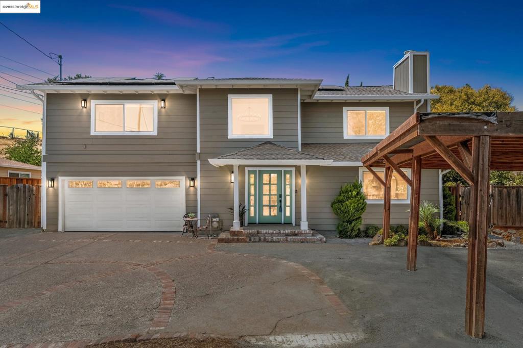 This secluded hilltop dream home at the end of a private cul-de-sac, rests at the base of Lime Ridge’s stunning open space where thrilling hikes, scenic bike rides, & wildlife views await! Inside, this recently transformed & illuminated masterpiece, features a sleek, open-concept design. The remodeled kitchen is a true focal point, curated for effortless entertaining with its wine fridge, gas range, multitude of two-toned cabinets, plentiful Quartz counter space & a massive dine-in island. From your great room, French doors open to an immense terraced backyard of 11,761 sq ft, ideal for celebrations, soccer matches (no joke), or quiet evenings, embodying outdoor living at its finest. The expansive primary suite is a private sanctuary with soaring vaulted ceilings & a balcony overlooking your monumental backyard & landscapes beyond. A stunning arch-window view frames the luxurious ensuite with its spa-like features. Upstairs, you'll find a second primary bedroom with ensuite, & a third bedroom downstairs, your 4th bedroom, perfect for a home office, playroom, or guest room. Additional highlights include a new roof & solar, skylights, a generous garage and carport, a storage barn, and room for an ADU. All this and near lively Walnut Creek, Clayton, & Pleasant Hill! A true Must-See! Views: Ridge
