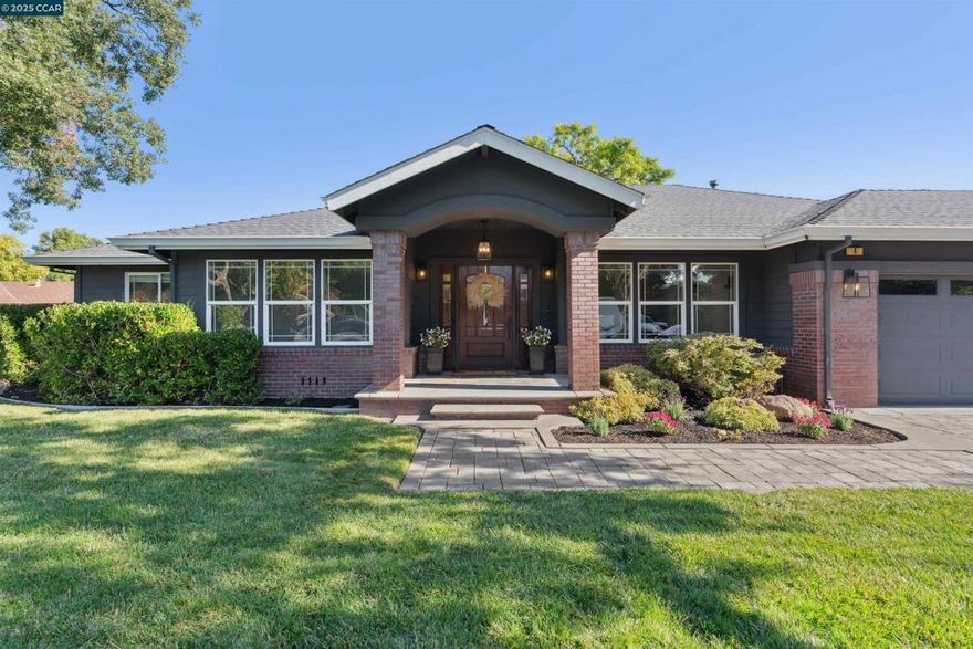 Welcome to 4 Bueno Court, where prime location meets elegant updates. This move-in ready single story home sits on a quiet court in arguably the most convenient location in Danville, just minutes from downtown. Hardwood floors, abundant natural light, and stylish upgrades including freshly painted walls, cabinetry, and fixtures enhance the open kitchen and family layout. The kitchen features a large island and sunny breakfast nook, ideal for gathering and everyday living. The primary suite offers a versatile bonus area, perfect for an office, reading room, or exercise space, while the spacious 3 car garage provides ample parking and storage. The backyard is designed for entertaining with a sparkling solar heated pool, fire pit, and hot tub pad. Owned solar panels deliver energy savings, blending comfort, style, and efficiency. With a location that simply cannot be beat, award winning schools, and easy I 680 access, 4 Bueno Court embodies the very best of Danville living.