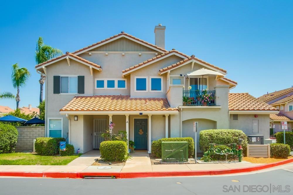 Welcome to this Beautifully Upgraded 2-Bedroom, 2-Bath Condo in the Heart of Santee. This stunning home is in the highly sought after complex of California Mariposa. This two-story corner unit is perfectly situated in a prime location in the complex. The home is complete with an attached finished 2-car garage. Upon entry, a striking cherry wood staircase leads to a light-filled living room featuring Vaulted ceilings, an open floor plan, and elegant cherry hardwood flooring throughout the home. Designer ceiling fans, faux wood blinds, and abundant natural light enhance the home’s warm, inviting feel. A cozy gas fireplace anchors the living space, creating a perfect setting for relaxation or entertaining. The dining area flows seamlessly into the kitchen, which is perfect for gatherings and everyday living. The kitchen boasts of newer stainless-steel appliances, recessed lighting, tile countertops and flooring, plus rich wood cabinetry. The master bedroom includes its own private bath, while the second bedroom is equally spacious. A hallway bath offers a shower/tub combination for added convenience. The HVAC system was replaced approximately 5 years ago offering comfort and peace of mind. From the living room, step out onto the inviting balcony—perfect for enjoying your morning coffee or relaxing after a long day. The finished garage offers an automatic roll-up door, workbench, storage space, and laundry hookups. Community amenities include a sparkling pool, spa, and playground. It is conveniently located within walking distance to shopping, dining, parks, trails, the