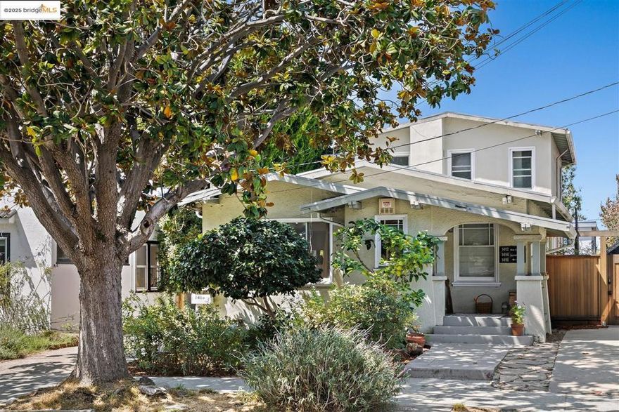 Classic 1920s bungalow-style triplex blends timeless character with modern comfort in Berkeley’s coveted Westbrae neighborhood. Featuring two beautifully maintained vacant units and a tenant-occupied front unit, the property offers a rare opportunity for both owner-occupants and savvy investors. The rear owner's unit is a thoughtfully updated light-filled 1 bedroom with refinished hardwood floors, art deco-inspired bathroom, and Tuscan-style eat-in kitchen with granite countertops, custom cabinetry, side-by-side in-unit laundry, and a private back deck. The upper 1+ bedroom unit features hardwood floors, two sunny bonus rooms, and spacious vintage bathroom with classic 1950s pink tile. The tenant-occupied 2 bedroom front unit has matchstick hardwood floors in the bedrooms and dining area, living room with grand fireplace, and vintage-tiled bath. Property also includes a long driveway with tandem parking assigned to the owner’s unit, a detached 3-car garage, and a cute front garden with mature Magnolia tree. One block to Cedar Rose Park, three houses down from Ohlone Greenway, and across the street from Karl Linn Community Garden. Surrounded by community gems like Headlands Brewing, Three One Four Pizzeria, Whole Foods, and Tokyo Fish Market. Easy access to BART and I-80/I-580.