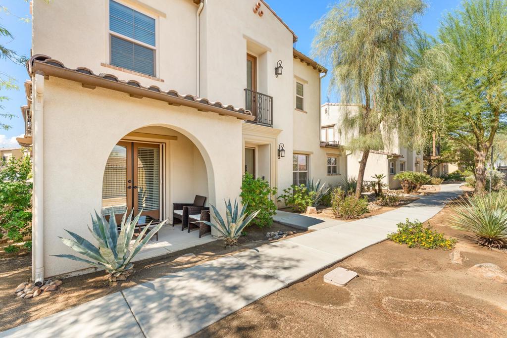 Welcome to Spanish Walk, one of Palm Desert's most desirable communities! Located minutes from, Disney Cotino, a short drive to world famous Coachella and Stagecoach Music Festivals, The Empire Polo Fields, Acrisure Arena, perfect for hockey, concerts, entertainment, and minutes from The Gardens on El Paseo where you'll find fine dining and shopping. This spacious two-bedroom, two bath condominium offers the perfect blend of comfort, style, and resort-style living in the heart of the Coachella Valley. Home features a modern kitchen, granite countertops, open floor plan, primary bedroom walk-in closet, and en-suite bath. This lower-level condo also offers a private patio directly off the living room that will expand you inside outside, perfect for entertaining. The home has an attached 2-car garage, and inside washer and dryer. This condo is located directly across from one of the many pools inside this beautiful community, that also offers a fitness center, walking path for your morning exercise and greenbelts. Whether you're searching for a fulltime residence, seasonal retreat, or investment property, this condo offers the ideal blend of resort style living in a prime desert location. Don't miss this opportunity to own a home in one of Palm Desert's most sought-after communities.