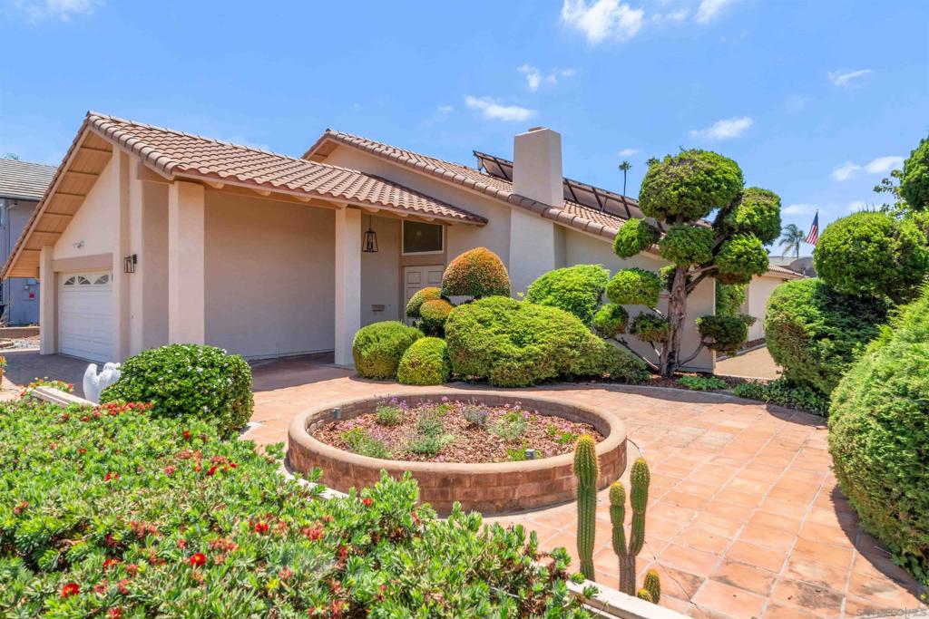 A rare 5 bedroom offering in one of Rancho Bernardo's most desirable communities, Gatewood Hills. Lovingly maintained, this home has been updated where it counts! Dual-paned sound reflective windows, high-efficiency AC system, concrete barrel-style roof, primary and secondary bathroom remodels, whole-house copper piping re-plumb, appliance upgrades, paver driveway, and 18 panel owned-solar system! The interior layout offers 2 en-suite bedrooms on the 1st floor. An additional 3 bedrooms, full bath, and massive storage area on the 2nd level. Situated on over a quarter of an acre, the exterior grounds have been prepped with new, hard-stamped Decomposed Granite, the perfect base for a low maintenance succulent garden or large turfed yard. Gatewood Hills enjoys access to the Rancho Bernardo Swim & Tennis Club. A community gathering place with multiple pools, meeting rooms and social halls, tennis, racquet, basket, and pickle ball courts, playgrounds, gym, sauna, and more. Located within the boundary of award winning Poway unified schools. A perfect blend of property and community that is sure to be enjoyed!