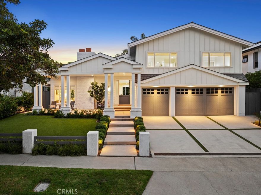 Welcome to this meticulously renovated Craftsman style residence in the heart of Harbor View Homes, one of the premier Newport Beach communities, and on the only inner loop culdesac directly on the greenbelt. Designed by architect Craig Hampton and finished with timeless modern designer touches throughout the interior and exterior, this 5 bedroom, 4 bathroom home flows effortlessly from the culdesac street to the oversized lot and backyard. The spacious front porch welcomes guests through a Dutch door entry into the dramatic two-story foyer, where you will immediately feel at home in the warm and inviting living room with adjacent dining room. At the heart of the home is an open-concept kitchen and family room, which open seamlessly for indoor-outdoor living to the backyard via expansive Windor accordion doors. Fit for a chef, the kitchen is complete with top-of-the-line appliances, a large marble island with its own sink, wine fridge, bar seating, a breakfast nook with banquette, and a walk-in pantry, all overlooking the clean, generously sized entertainer’s backyard. Completing the first floor is a coveted main level bedroom and bathroom, and laundry room. Upstairs you will find a dreamy master suite and luxurious bath with a marble shower, dual vanities, and expansive walk-in closet. Three additional secondary bedrooms with built-in storage and desk space, and two more bathrooms complete the upper level. Additional finishes include skylights flooding the home with natural light, gorgeous European white oak flooring throughout, wainscoting, expertly designed California Closets, and a spacious 3-car epoxy finished garage. The turnkey backyard impresses with a covered patio dining area, which adjusts for either full coverage or trellised light, a built-in BBQ with outdoor fireplace and seating area, and a sizable grassy play area with luxury synthetic turf and mature fruit trees.  This home sits in one of the most coveted locations within Harbor View Homes, on the only inner loop culdesac street connected to the greenbelt, central to the neighborhood, and only a few homes from Blue Ribbon award-winning Andersen Elementary School. Other Harbor View Homes amenities include two large clubhouses with resort style pools and swim teams, nature trails, sports courts, and fields. The Port Streets are conveniently located near world class beaches, Fashion Island shopping and dining, John Wayne Airport, and the 73 highway.