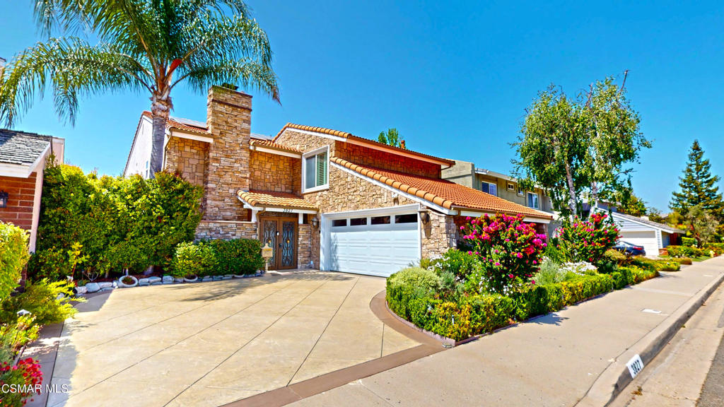 Discover Southshore Westlake Village! Entertainers dream home! Unparalleled elegance in this stunning Tuscany-style home, boasting exceptional curb appeal with beautiful stone exterior and a custom stamped colored driveway matching the Versailles travertine entry. Meticulously landscaped grounds feature custom lighting and an automatic sprinkler system, complementing a brand-new, ultra-quiet two-car garage door, and wrought iron-adorned steel double entry doors. Step inside to breathtaking lake views, a stone-accented family room with soaring sandblasted natural wood beamed ceilings, and engineered maple hardwood floors throughout. The remodeled kitchen dazzles with white soft-close cabinetry, granite counter tops, KitchenAid and Viking appliances, and artisan oil-rubbed bronze tin tiled ceilings. Upstairs, the primary suite offers a Juliet balcony with lake views, a luxurious en-suite bath, and custom closet organizers, alongside three additional bedrooms and a full bath with dual vanity. Entertain effortlessly on the rebuilt composite dock with lights and Versailles travertine patio, complete with a new Alumawood patio cover, ceiling fans, and a large bar area, all framed by wrought iron railings and lush privacy landscaping. Modern conveniences include Feit electric smart lighting, a whole-house fan, owned solar system for near-zero electricity bills, dual water softeners, Nest-controlled A/C units, and a barrel tile roof. Freshly painted with high-end finishes, this lakefront masterpiece blends timeless luxury with cutting-edge efficiency. This home exudes pride in ownership! Nestled in Westlake Village on Cul-de-Sac street, residents enjoy access to a serene 125-acre Westlake Lake for kayaking, paddleboarding, and fishing, the scenic Westlake Golf Course, and extensive hiking and biking trails in the nearby Santa Monica Mountains National Recreation Area. The vibrant Promenade at Westlake offers upscale shopping and dining, while community events like the Fourth of July fireworks and Holiday Boat Parade foster a tight-knit, luxurious lifestyle.