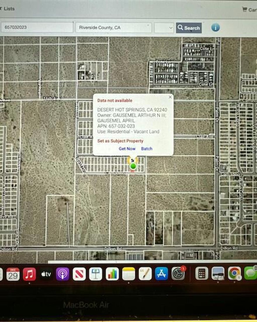 ATTENTION ALL INVESTORS! Take advantage of a rare opportunity to buy this Vacant Land located just West of Palm Drive in Desert Hot Springs. If a view is what you are looking for, then look no further. This lot possesses one of the most amazing views of Mount San Jacinto and the surrounding area. This is an amazing investment opportunity to buy and hold or to develop now. With its centrally located position, this lot offers easy access to both  I-10 and Hwy. 62. Desert Hot Springs land is one of the last areas left to buy at an affordable price when compared to anywhere else within Southern California. Access to Palm Springs, the Morongo Basin, and world famous Joshua Tree National Park is only a short drive away.  Do not delay as this is definitely opportunity knocking that will not last very long.  Buyer to perform their own due diligence regarding cost and availability of all utilities, land use, and zoning.