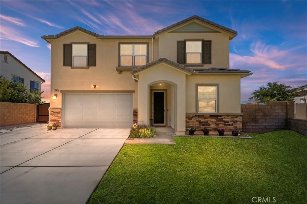 Are you looking for a home that sets itself apart from others in Grand Terrace? Your search is over at 12640 Jaden Ct. Grand Terrace. This beautiful two-story home built in 2019 comes with 4 bedrooms and an optional space for a 5th bedroom or a den, 3 full baths and provides panoramic views of Grand Terrace and the surrounding areas. Situated on a quiet street this home stands out with its impressive long driveway that offers side parking to fit two RVs and looks great with blocks walls around the home. The front covered patio entry is the gateway into the home. On the main level of the home, you have one guest bedroom and a full bath. To the rear of the home on the first level, you have an open concept living, dining and kitchen area that's perfect for your family. The kitchen has many upgrades and compliments the window shutters, allowing the bottom level to show beautifully. The second story living space has a nice size bonus/retreat area that is perfect for an entertainment den, a home office or 5th bedroom. There are two other guest rooms, a large in door laundry room, a full guest bath with a double vanity, separate latrine and shower area. The main bedroom is nicely sized and provides a gorgeous view of the city from its windows. The main bath has a double vanity, soaking tub and walk-in shower enclosure and the bonus of an oversized walk-in closet. This niche area of Grand Terrace comes with its own pocket park with walking paths. The home is located minutes from University of Riverside, Loma Linda University and Loma Linda Hospital. Conveniently located near to the 1-10, 215 and 60 freeways in addition to shopping, dinner and entertainment areas. The home comes with many upgrades that include Tesla Solar system - 2 backup batteries. window shutters throughout the home, premium flooring, marble backsplash in kitchen, quartz countertops, built in stove, water conditioning and filter system, wired internet, 3 ceiling AP’s, fiber optic internet thru ATT, double RV parking, security system - contact sensors, motions sensors, 5 exterior cameras, custom premium side and back gate, epoxy flooring in garage, hardscaping throughout, block walls on side and back of home and upgraded fixtures- handles, hardware from chrome to satin nickel and so much more.