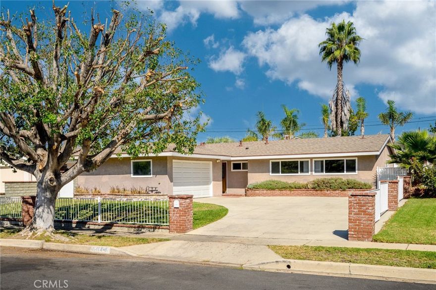 Welcome to your new home in a wonderful neighborhood! This property features a spacious front yard with a well-maintained lawn and plenty of parking space. Inside, enjoy a bright and airy atmosphere with natural light flooding through numerous windows. The living room includes tile floors, a cozy fireplace, recessed lights and vaulted ceilings. The kitchen is well-equipped with granite countertops, stainless steel appliances, double-pane windows, a kitchenette, and pantry. The formal dining room offers a lovely view of the private backyard, making it ideal for entertaining. The layout offers privacy, with all bedrooms located on one side of the house. The backyard is low maintenance, featuring a sparkling pool and spa, a covered patio, a grassy area, and space for a garden. This home offers great functionality and value, conveniently located near freeways, shops, and more. Come and see what this property has to offer!