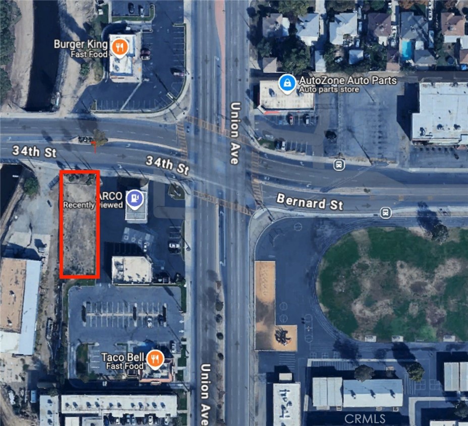 This 10,000-square-foot vacant lot at the intersection of Union Avenue and 34th Street in Bakersfield offers exceptional visibility, with over 35,000 vehicles passing daily. Adjacent to a busy ARCO gas station and sharing a parking area with a high-traffic Taco Bell, this location benefits from strong foot and vehicle traffic, making it ideal for retail, drive-thru restaurants, or franchises. Flexible leasing options are available, including long-term ground leases (up to 30 years) or build-to-suit opportunities tailored to your business needs.
Price and terms are negotiable. Zoning details and incentives are available upon request. Contract through listing agent. With unmatched exposure and accessibility, this lot is a prime choice for growth.